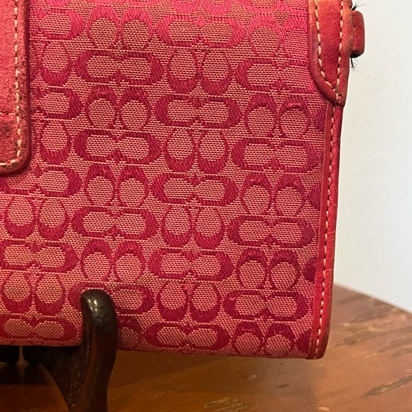 Coach Soho Buckle Signature Wallet Clutch Y2K Barbie Pink Jacquard Leather Flap - Picture 7 of 16